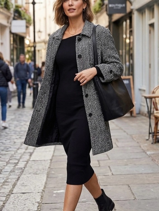 Chico's Jackets & Blazers - Chico's Design Black & White Coat
Dress Size 2 Stretch Crinkle lightweight